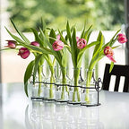 5pc Glass Flower Vase with Metal Holder, Best Vases for Flowers, Set for Home Decor, Wedding Decorations, Table Decor, Kitchen, Bathroom, Bedroom, Shelf Decor, Best Modern Vase for Flower Arrangement - Image 2