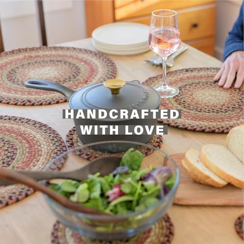 Homespice Gingerbread Braided Trivets for Country Decor, Round 8" Set of 6 - Image 2