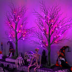 Halloween Decorations Indoor 2 Pack 24 Inch Black Halloween Tree with 48 Orange Purple Led Lights, Timer/USB/Battery Operated Lighted Tabletop Spooky Tree for Table Home Office Party Decor - Image 2