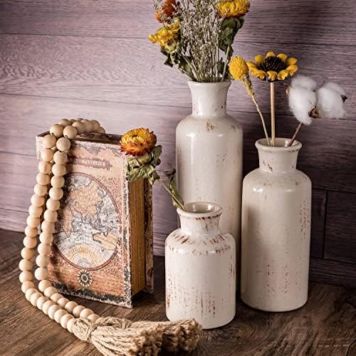 Ceramic Vase Set - 3 Small Vases,KAYLYNN Ceramic Vases for Rustic Home Decor, Living Room Decor, Table Décor, Bookshelf, Mantel Decor, Vases for Centerpieces, Vases for Flowers, Decorative - Image 3