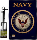 Navy Burlap Garden Flag - Set with Stand Armed Forces USN Seabee United State American Military Veteran Retire Official - House Decoration Banner Small Yard Gift Double-Sided Made in USA 13 X 18.5 by Breeze+Decor