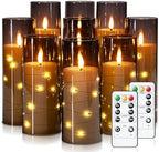 Raycare 9 Pcs Flameless Battery Operated Pillar Candles with Remote Timer by Raycare