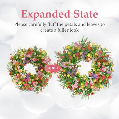 20" Spring Summer Wreath for Front Door Outside - Boxwood Greenery Wreath - Image 5
