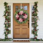 HipTree 24 Inch Spring Wreaths for Front Door with Hydrangeas Roses - Image 4