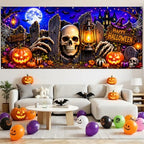 7x16FT Halloween Skull Garage Door Banner Skeleton Skull Happy Hallowen Garage Door Cover Decoration for Hallowen Decoration - Image 6