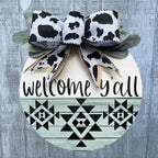 Wood front door sign Wood sign Home decor Welcome sign Sign for front door House warming gift Wedding gift (Welcome yall Western-UV004(A10) P002, 15" Width) - Image 2
