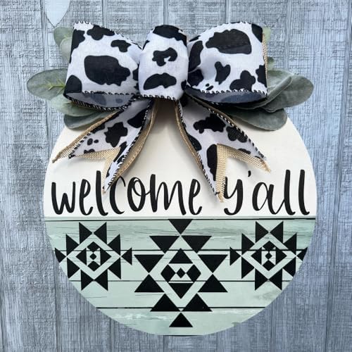 Wood front door sign Wood sign Home decor Welcome sign Sign for front door House warming gift Wedding gift (Welcome yall Western-UV004(A10) P002, 15" Width) - Image 2