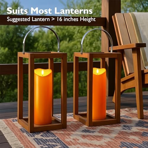 Homemory 4"x12" Halloween Orange Flameless Candles, Fall Candles, Outdoor Waterproof Flameless Candles with Remote and Timers, Battery Operated LED Pillar Candles, Won't Melt Plastic, Set of 2 - Image 2