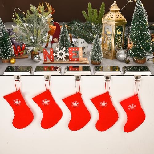 Christmas Stocking Holders for Mantle, Weighted Stocking Hangers, Christmas Stocking Hooks for Tables Window Fireplace Mantle Decoration(Silver,7PCS) - Image 3