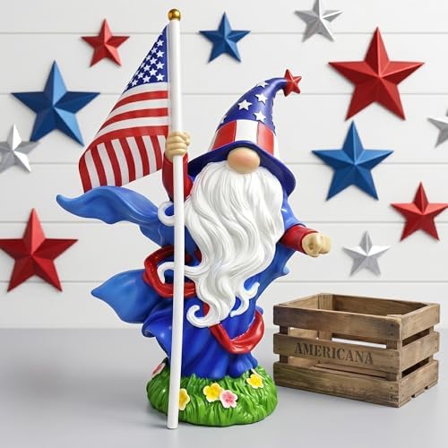4th of July Decorations Patriotic Gnome Statue Holding American Flag, 250 Years America Faceless Garden Gnome Decor for Indoor Outdoor Patio Yard Lawn, Independence Day Memorial Day USA Merchandise - Image 5