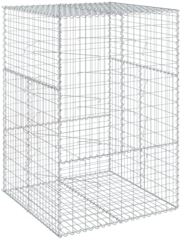 vidaXL Gabion Basket with Cover 39.4"x39.4"x59.1" Galvanized Iron by vidaXL