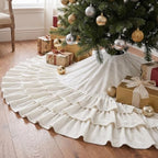 Hollowfly 48 Inch Ruffled Velvet Christmas Tree Skirts White Tree Skirt by Hollowfly