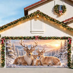 7x16FT Merry Chrismas Garage Door Banner Gingerbread Deer Snowman Santa Claus Winter Garage Door Cover Decoration for Chrismas Outdoor Decoration - Image 2