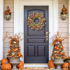 Fall Wreaths for Front Door Outside 24 inch Fall Door Wreath Fall Decorations for Home Decor Autumn Wreath for Fall Front Porch Thanksgiving Harvest Halloween Farmhouse Outdoor Indoors Window Wall - Image 3