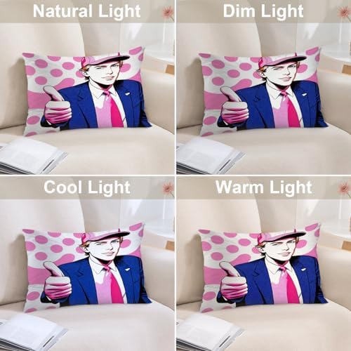 Batmerry American President Man Pillowcases, Smile Thumbs-Up Pink Spot Background Decorative Bed Pillow Cover with Hidden Zipper Soft Blended for Hair and Skin 20X26 in - Image 5