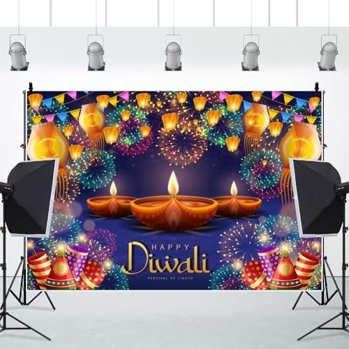 Happy Diwali Backdrop Deepavali Festival of Lights 10x10ft - Image 3