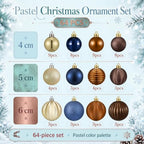 Lunmon 64 Pcs Christmas Ball Ornaments Navy Blue Gold Copper Brown Xmas Bulbs Ornaments 1.6/1.97/2.4 Inch Plastic Hanging Decoration Assorted Size Christmas Decorations for Home Tree Wreath Party - Image 3