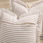 ZWJD Fall Throw Pillow Covers 24x24 Set of 2 Striped Pillow Covers with Fringe Chic Cotton Decorative Pillows Square Cushion Covers for Sofa Couch Bed Living Room Fall Decor,Rust - Image 4