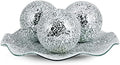 MDLUU Centerpiece Bowl and Balls Set, Mosaic Tray with 3 Pieces Spheres, 12" Decorative Plate with 4" Mosaic Orbs for Home Decor, Gift (Silver) by MDLUU
