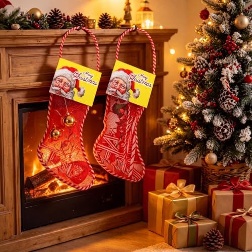 Leyndo 48 Pcs Long Mesh Christmas Stockings Bulk 24 18 Inches Christmas Stockings with 24 Santa Header Card Candy Cane Xmas Stocking for Event Gift Stuffing Family Holiday Party (Yellow) - Image 5
