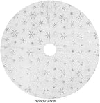 Christmas Tree Skirt 58 inches White Faux Fur Silver Snowflake Sequin Embroidered Luxury Tree Skirt Xmas Decoration - Image 4