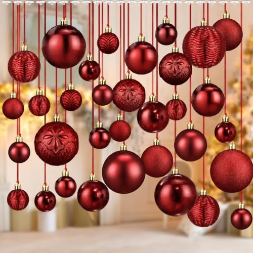 36 Pcs Christmas Balls Ornaments for Ceiling, Burgundy by Relaxgiant