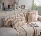 Cethom Brown Boho Lumbar Pillow Covers 14x36 Long, Stripe Textured Decorative Couch Pillow Cases for Bed, Sofa, Living Room, Bedroom, Farmhouse Home Accent Cushion Covers, Pack of 1 - Image 3