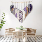Amestrina Large Macrame Wall Hanging, Boho Chic Macrame Wall Decor, Bohemian Leaf Feather Macrame Wall Art, Handmade Macrame Wall Hanging Tapestry for Bedroom Living Room 31" Wx 31" L (Purple) - Image 5