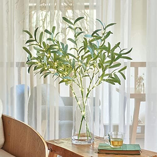 Hairui Lighted Olive Branches with Timer 24IN 72LED Battery Operated, Artificial Greenery Olive Tree Branch with Fairy Lights for Wedding Christmas Home Indoor Outdoor Decoration - Image 4