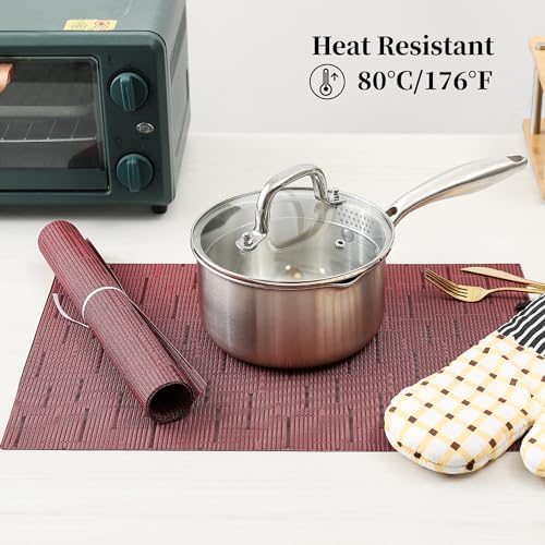 Leetaltree Burgundy Placemats Set of 12 - Heat Resistant Non-Slip Place mats for Dining Table, Washable Durable PVC Vinyl Woven Table Mats（Burgundy, 12） - Image 6