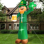 12 Ft St Patricks Day Decorations Inflatable Leprechaun, Blow up Leprechaun Hold Shamrocks Beer Build-in LED Light for Yard Garden Decorations, Indoor and Outdoor Theme Party Yard, Garden, Lawn Decor - Image 4