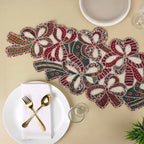 Beaded Table Runner 13 x 36 Inch - Handmade Glass Bead Decorative Runner for Dining Table, Coffee Table, Farmhouse, Wedding, Christmas & Holiday Centerpiece Decor, Maroon Dark Green - Image 3
