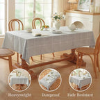 Zobesta Linen Table Cloth Square 70x70 Inch Plaid Gray Tablecloth Square - Image 3