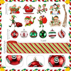 43 Pcs Elf Christmas Tree Decorations Elf Christmas Tree Hanging Ornaments Topper Candy Ball Pendant Red White Green Hanging Ornaments for Holiday Party Decoration - Image 3