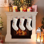 Minetom Christmas Stocking Holders for Mantle LED Set of 3, Flickering Flameless Votive Candles Stocking Hangers for Fireplace, Candle Stocking Hook for Counter Mantle Decoration - Image 3