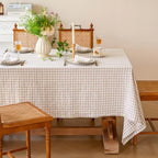 Linen World Linen Plaid Gingham Tablecloth 55x55 Inch,100% French Flax Square Linen Table Cloth for Dining Table,Soft Washed Farmhouse Table Cover,Natural Plaid - Image 2