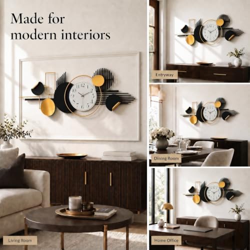 39" Modern Large Wall Clock Decorative Metal Art for Living Room - Image 2