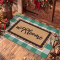 2pcs Christmas Welcome Mat for Front Door Layered Buffalo Plaid Outdoor Rug by Unknown
