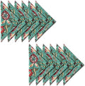 AVKA Studio Cotton Print Dinner Napkins 18x18 inches - Washable Cloth Napkins Set of 12 - Everyday Use or Dinner Party and Events - Teal Green Indian Block Printed Soft Fabric by AVKAStudio