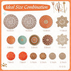 Anglechic 15 Pcs Boho Rattan Wall Baskets Hanging Decor, Orange Style - Image 3