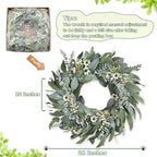 26 Inches Large Eucalyptus Spring Wreaths for Front Door,Artificial Greenery Summer Wreath with Berries White Flower Daisy,Easter Valentines Farmhouse Porch Wall Home Indoor Outdoor Décor - Image 3