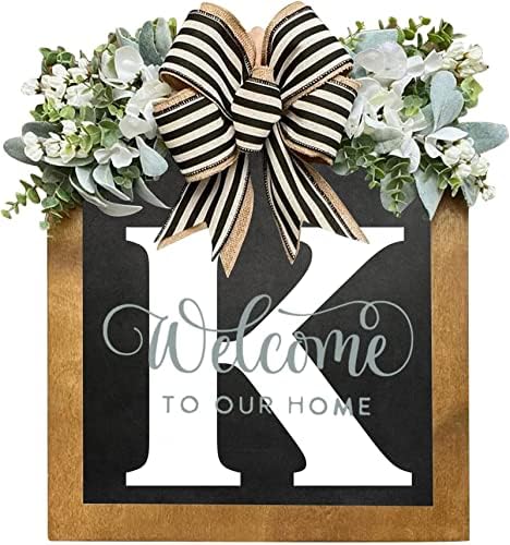16'' Personalized Last Name Welcome Sign, Door Wreaths for Front Door Outside, Spring Wreath for Front Door Decor, Farmhouse New Home Gifts for Home (K) by Jxueych