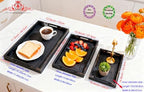 3Pc Rustic Black Vintage Nested Wood Serving Trays, Decorative - Image 2