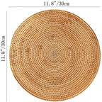 i-lan Set of 6 Round Rattan Placemats 12 Inch - Handmade Woven Wicker Table Mats, Heat Resistant Trivets for Hot Dishes, Decorative Boho Farmhouse Charger Plates for Kitchen Dining Table & Party - Image 2