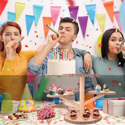4 Tier Round Wooden Cupcake Stand - Wooden Cupcake Stand/ Holder – Rustic Wood Cupcake Tower Display for Weddings, Birthday Party Decoration, and Dessert Tables - Image 6