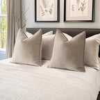 MIULEE Pack of 2 Beige Euro Shams Chenille Pillow Covers 24x24 Inch - Image 5
