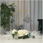 Ramadan Kareem Decorations, Artificial Moon Shape Wreaths Table Decor with Castle Sign, Ramadan Mubarak Metal Rings Floral Ornaments, for Home Desk Fireplace Party Supplies by Faunayo
