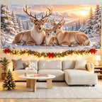 7x16FT Merry Chrismas Garage Door Banner Gingerbread Deer Snowman Santa Claus Winter Garage Door Cover Decoration for Chrismas Outdoor Decoration - Image 6