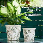 Teweiqi Ceramic Planter Without Drainage Hole, 6.7 Inch - Indoor/Outdoor Flower Pot for Orchids, Succulents, Green Floral Modern Farmhouse Design Plant Pot for Home,Office & Garden Décor, Ideal Gift - Image 3