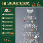 VINGLI 6FT Metal Christmas Ornament Tree, Wrought Iron Display Stand White - Image 3